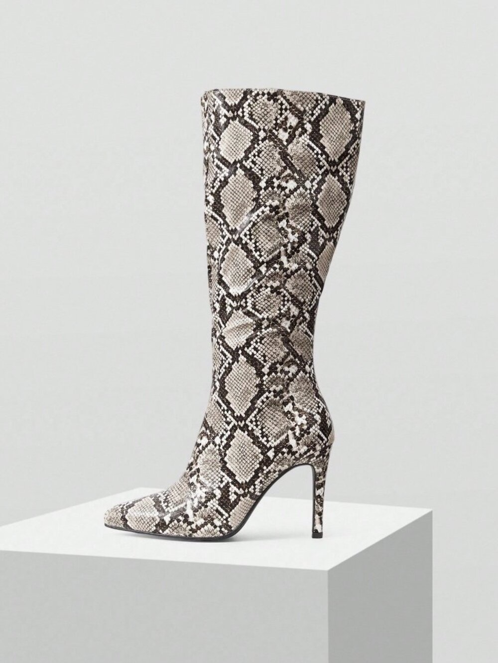 Sexy Women's Snake Print Side Zipper Classic heeled Boots